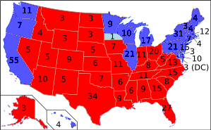 Map of how states distributed their electors in 2004