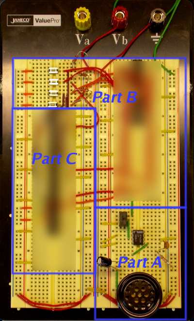 Photograph of a circuit implementing a bugle