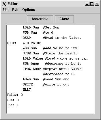 SimHYMN Assembler Editor Window - 2